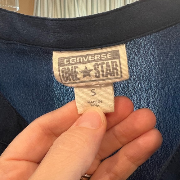 Navy sleeveless top with sheer details - Picture 2 of 7